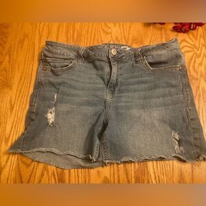 Seven7 Gray/Blue Denim Distressed Shorts